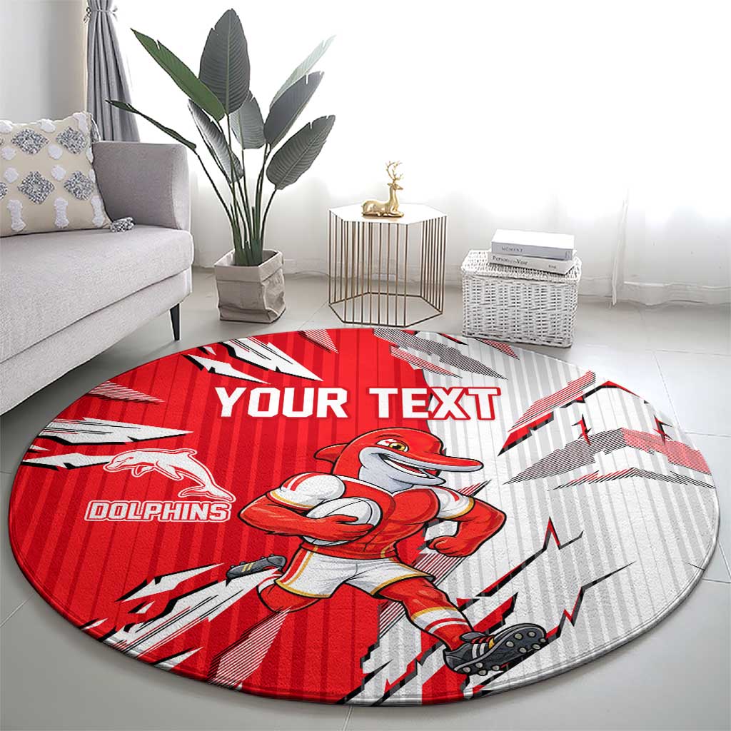 Personalized Dolphins Round Carpet Dynamic Lightning Mascot Rugby Australia