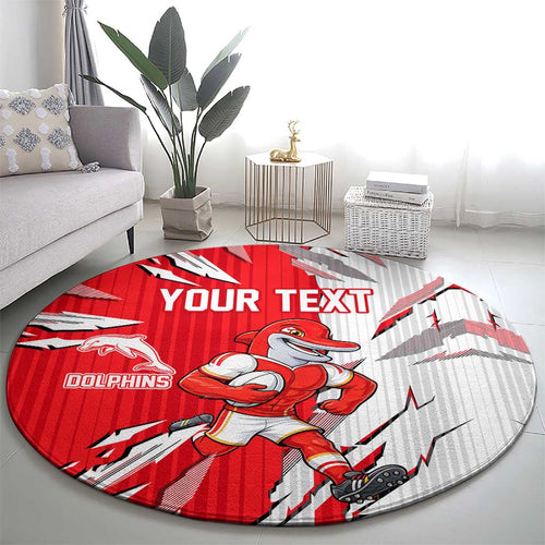 Personalized Dolphins Round Carpet Dynamic Lightning Mascot Rugby Australia