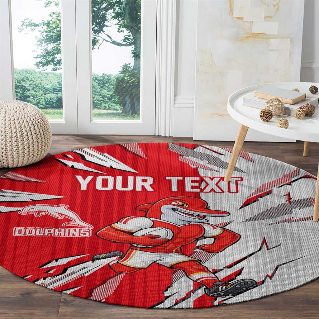 Personalized Dolphins Round Carpet Dynamic Lightning Mascot Rugby Australia