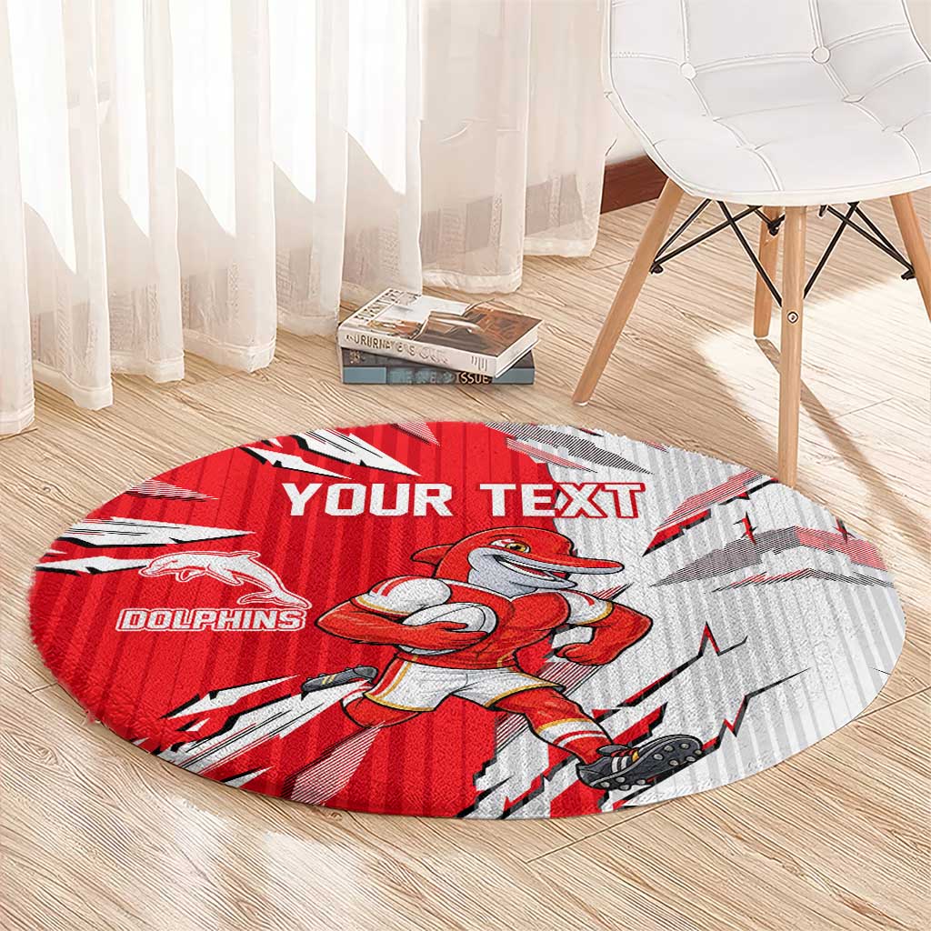 Personalized Dolphins Round Carpet Dynamic Lightning Mascot Rugby Australia