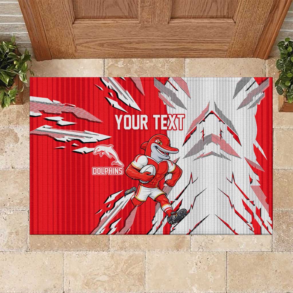 Personalized Dolphins Rubber Doormat Dynamic Lightning Mascot Rugby Australia