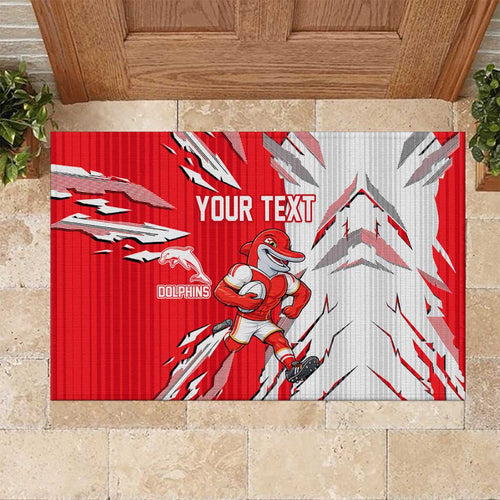 Personalized Dolphins Rubber Doormat Dynamic Lightning Mascot Rugby Australia