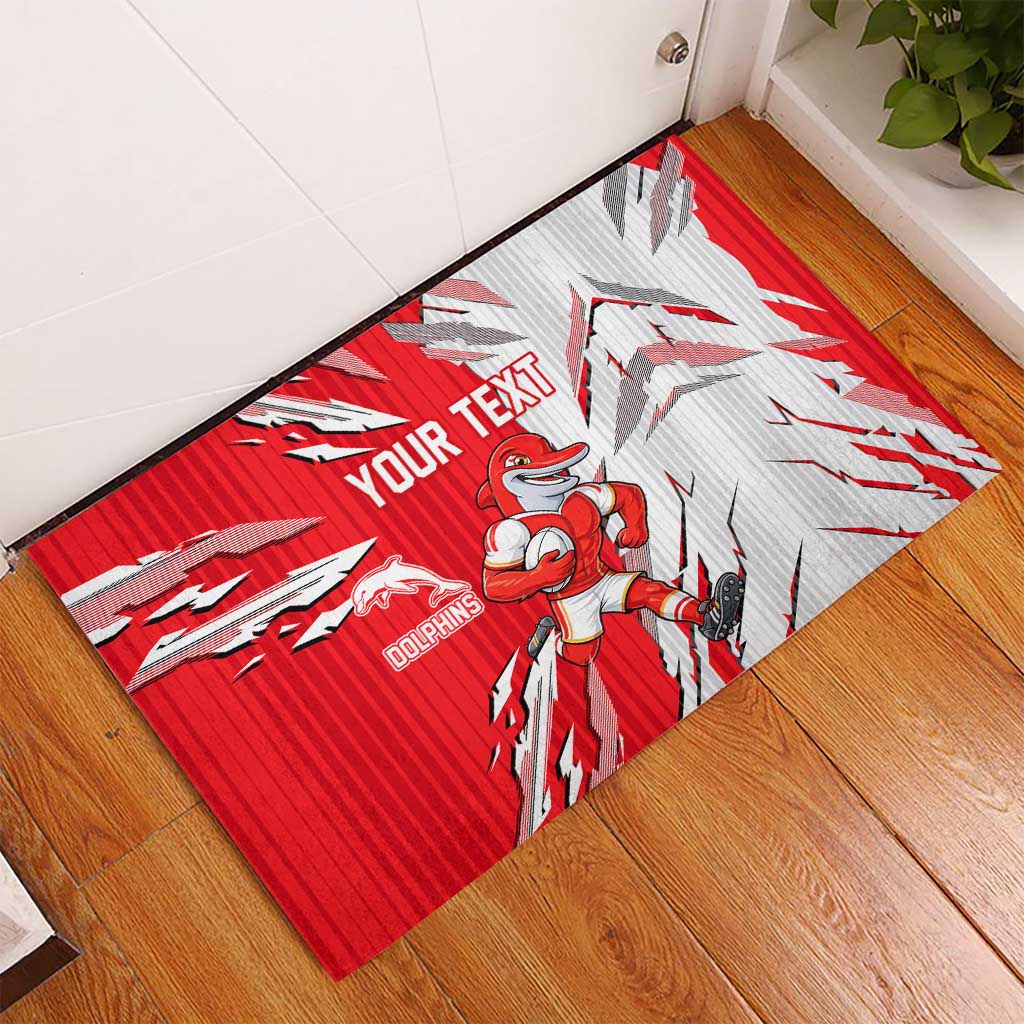 Personalized Dolphins Rubber Doormat Dynamic Lightning Mascot Rugby Australia