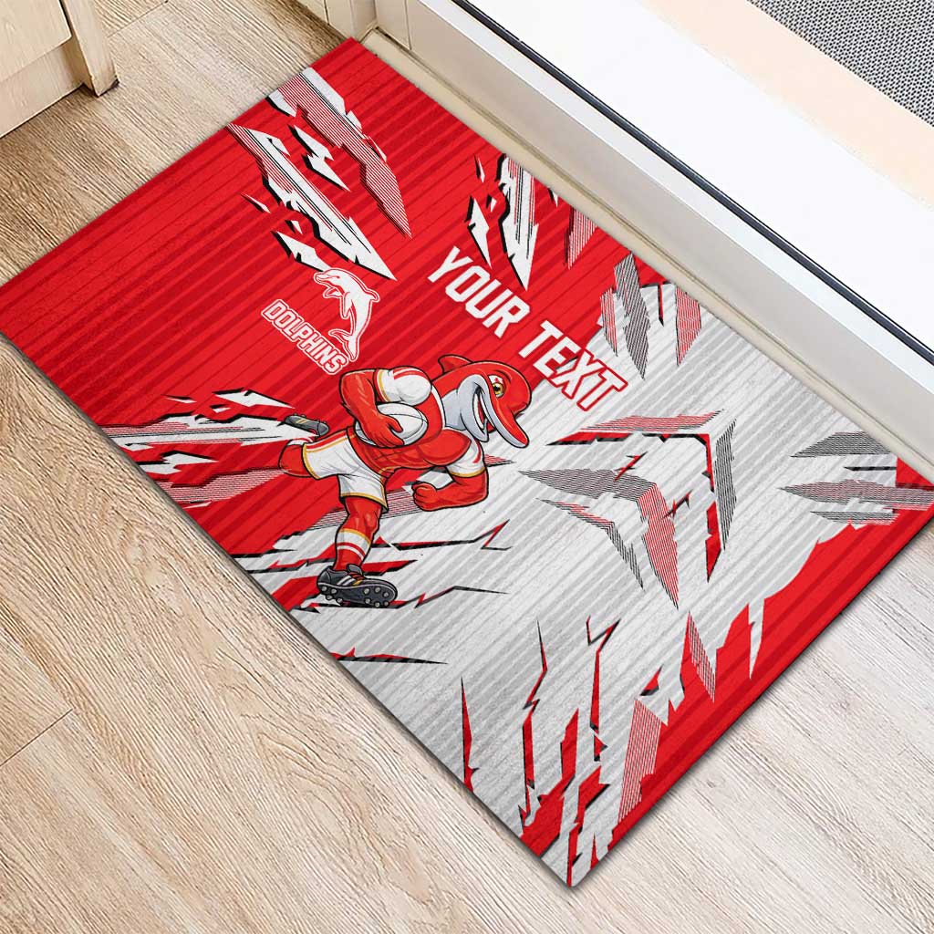 Personalized Dolphins Rubber Doormat Dynamic Lightning Mascot Rugby Australia