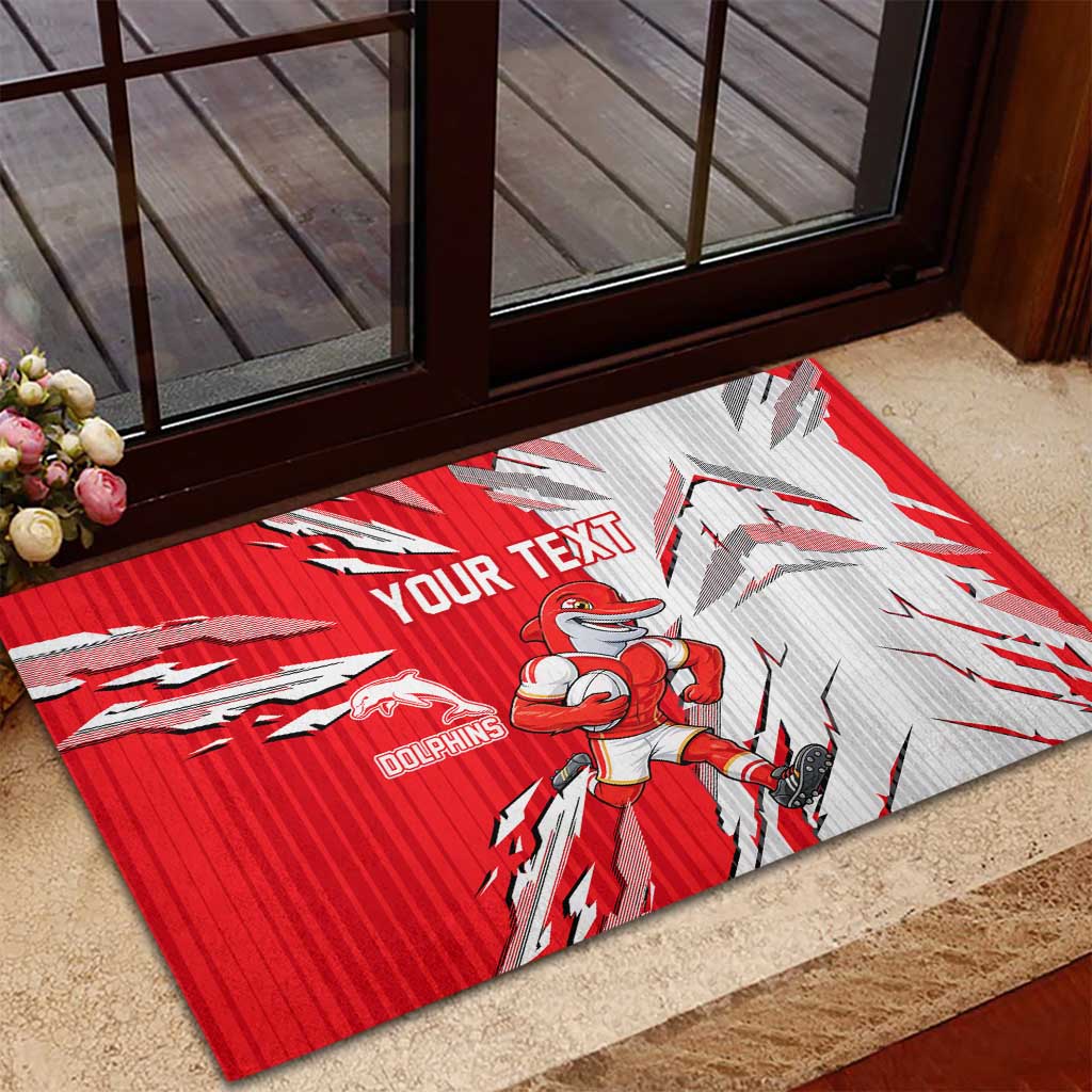 Personalized Dolphins Rubber Doormat Dynamic Lightning Mascot Rugby Australia