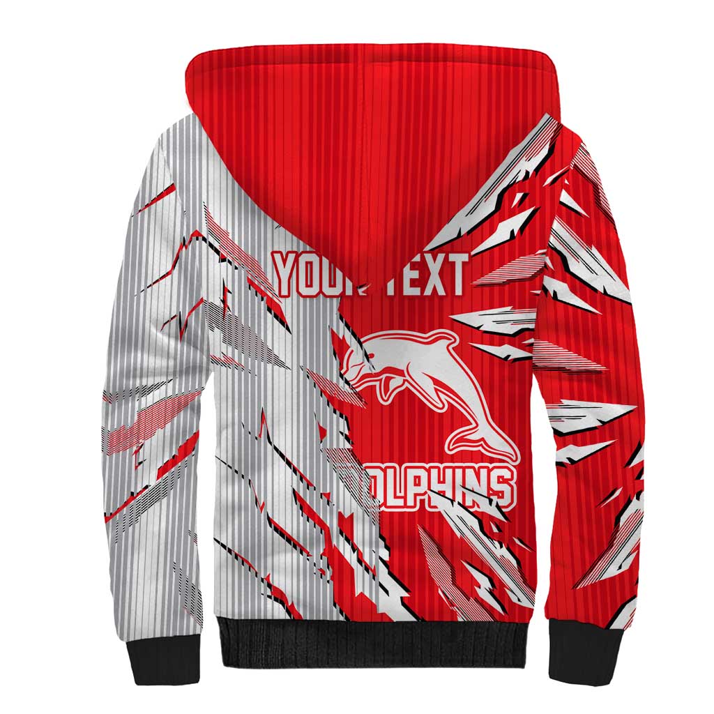 Personalized Dolphins Sherpa Hoodie Dynamic Lightning Mascot Rugby Australia