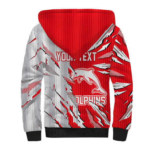 Personalized Dolphins Sherpa Hoodie Dynamic Lightning Mascot Rugby Australia