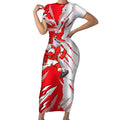 Personalized Dolphins Short Sleeve Bodycon Dress Dynamic Lightning Mascot Rugby Australia