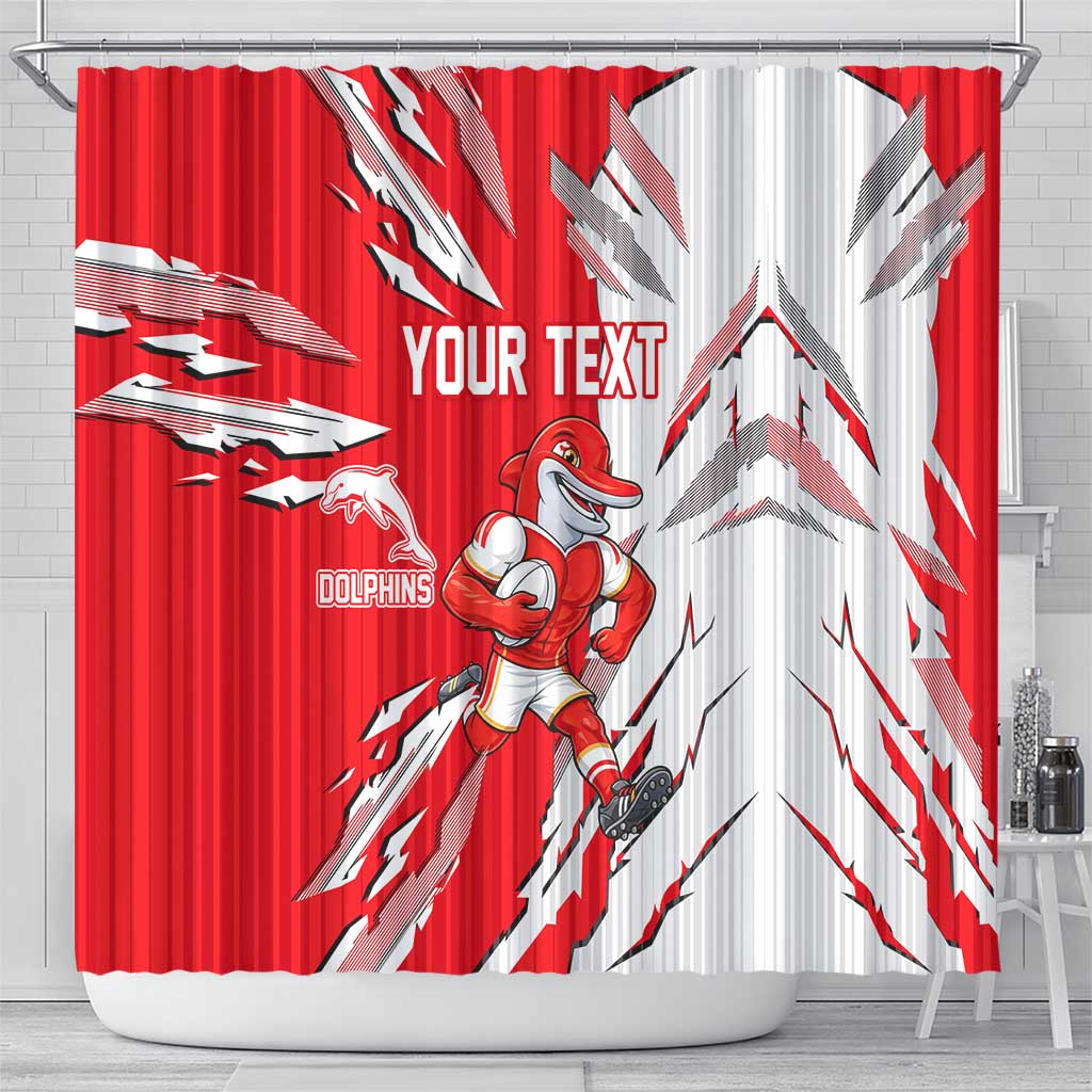 Personalized Dolphins Shower Curtain Dynamic Lightning Mascot Rugby Australia