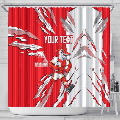 Personalized Dolphins Shower Curtain Dynamic Lightning Mascot Rugby Australia