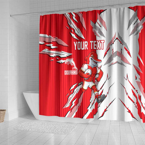 Personalized Dolphins Shower Curtain Dynamic Lightning Mascot Rugby Australia