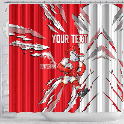 Personalized Dolphins Shower Curtain Dynamic Lightning Mascot Rugby Australia