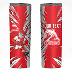 Personalized Dolphins Skinny Tumbler Dynamic Lightning Mascot Rugby Australia