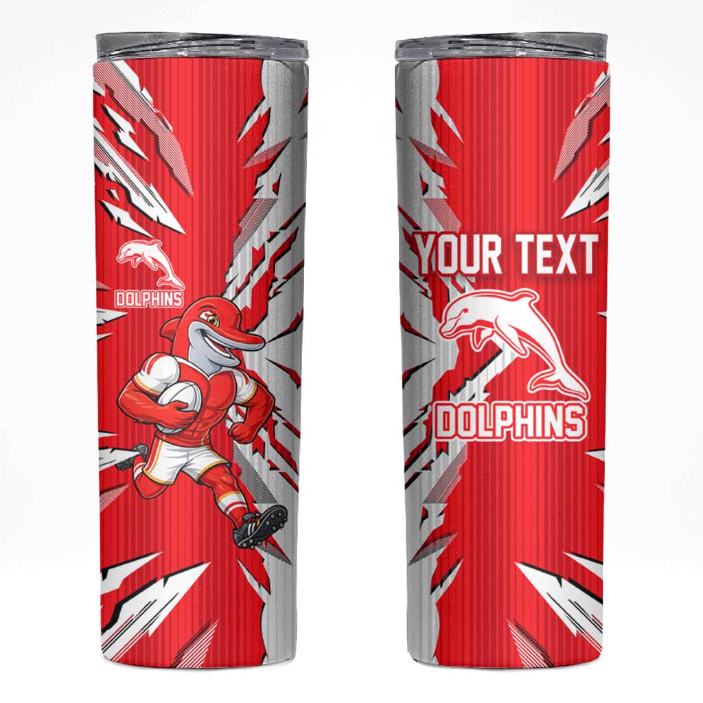 Personalized Dolphins Skinny Tumbler Dynamic Lightning Mascot Rugby Australia