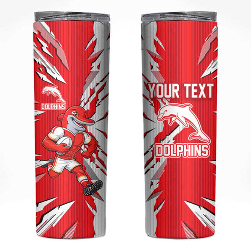 Personalized Dolphins Skinny Tumbler Dynamic Lightning Mascot Rugby Australia