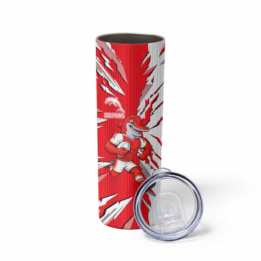 Personalized Dolphins Skinny Tumbler Dynamic Lightning Mascot Rugby Australia
