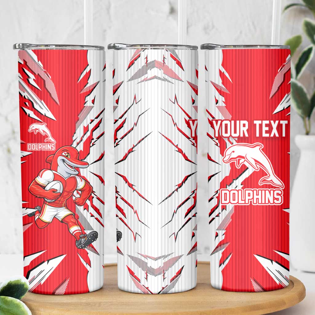 Personalized Dolphins Skinny Tumbler Dynamic Lightning Mascot Rugby Australia