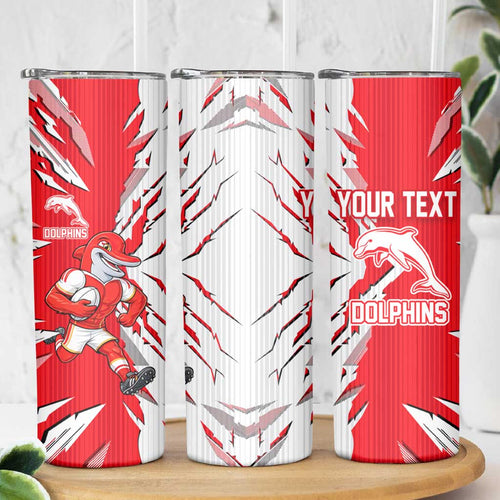 Personalized Dolphins Skinny Tumbler Dynamic Lightning Mascot Rugby Australia