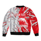 Personalized Dolphins Sleeve Zip Bomber Jacket Dynamic Lightning Mascot Rugby Australia
