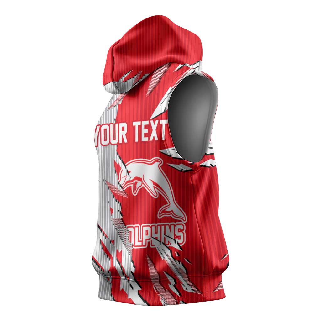 Personalized Dolphins Sleeveless Hoodie Dynamic Lightning Mascot Rugby Australia