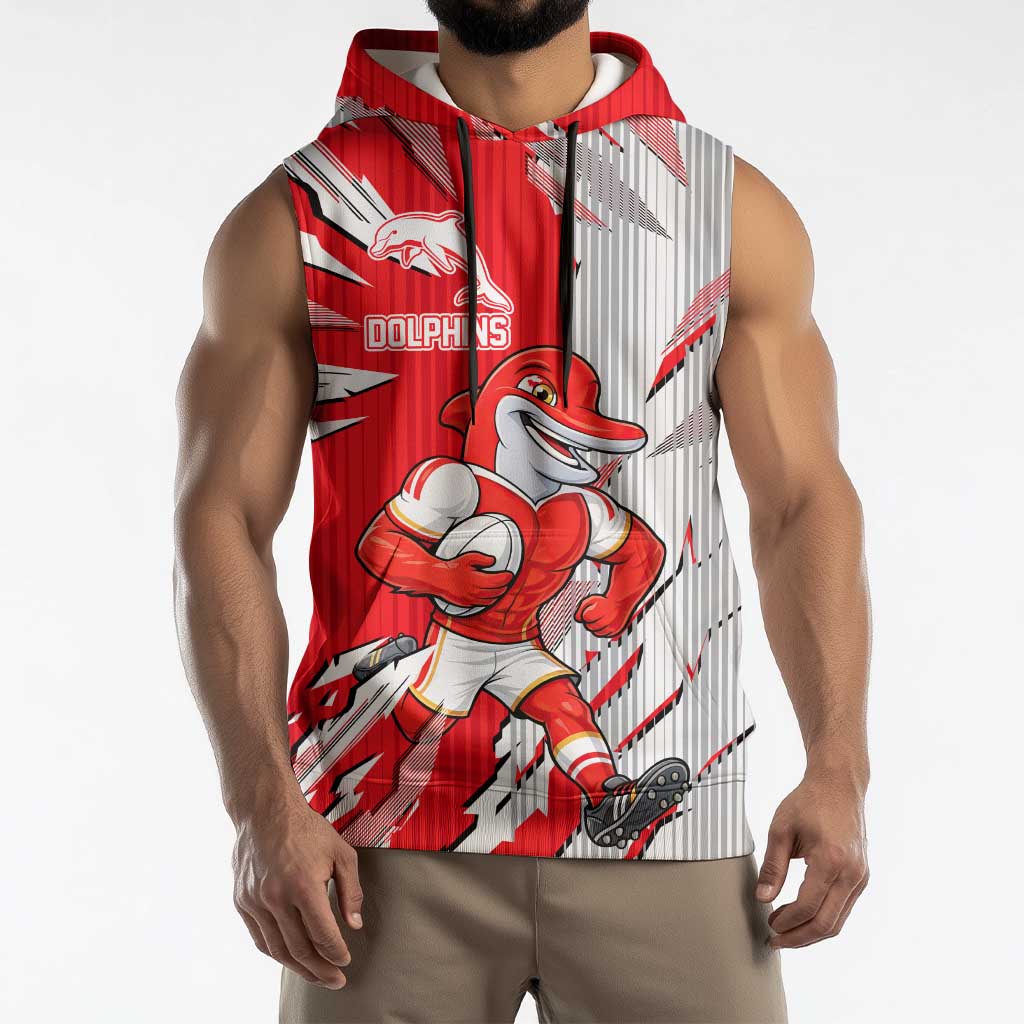 Personalized Dolphins Sleeveless Hoodie Dynamic Lightning Mascot Rugby Australia
