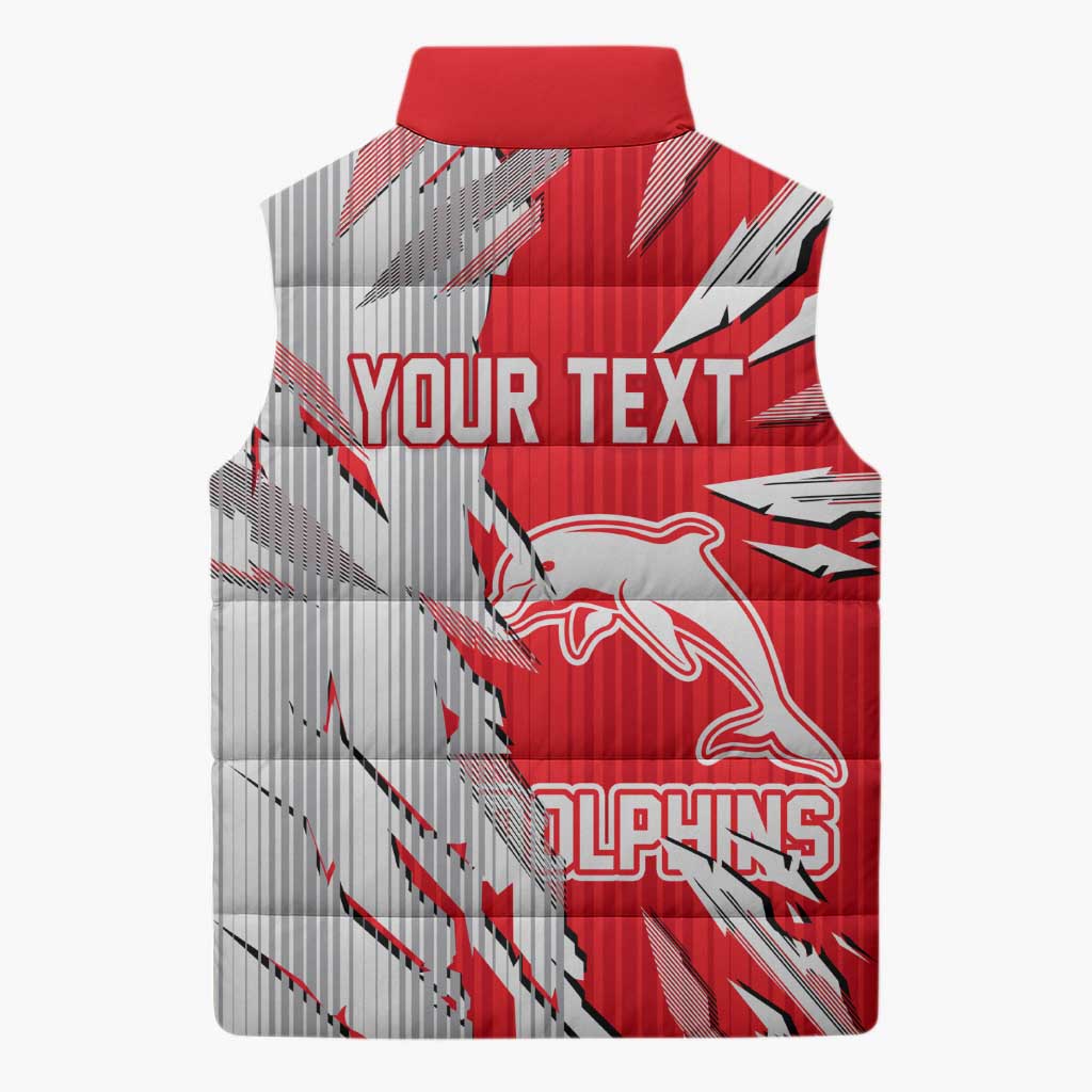 Personalized Dolphins Sleeveless Puffer Jacket Dynamic Lightning Mascot Rugby Australia