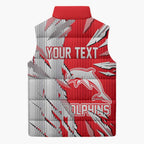 Personalized Dolphins Sleeveless Puffer Jacket Dynamic Lightning Mascot Rugby Australia