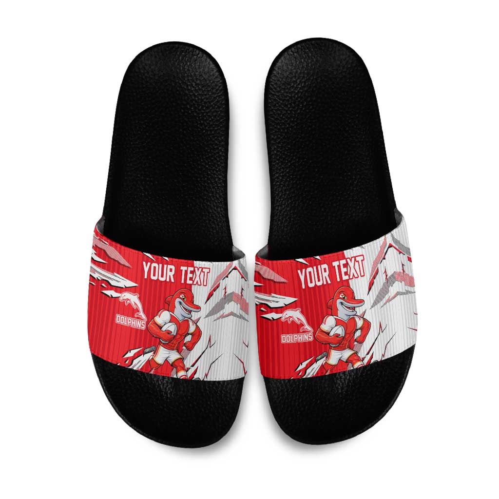 Personalized Dolphins Slide Sandals Dynamic Lightning Mascot Rugby Australia