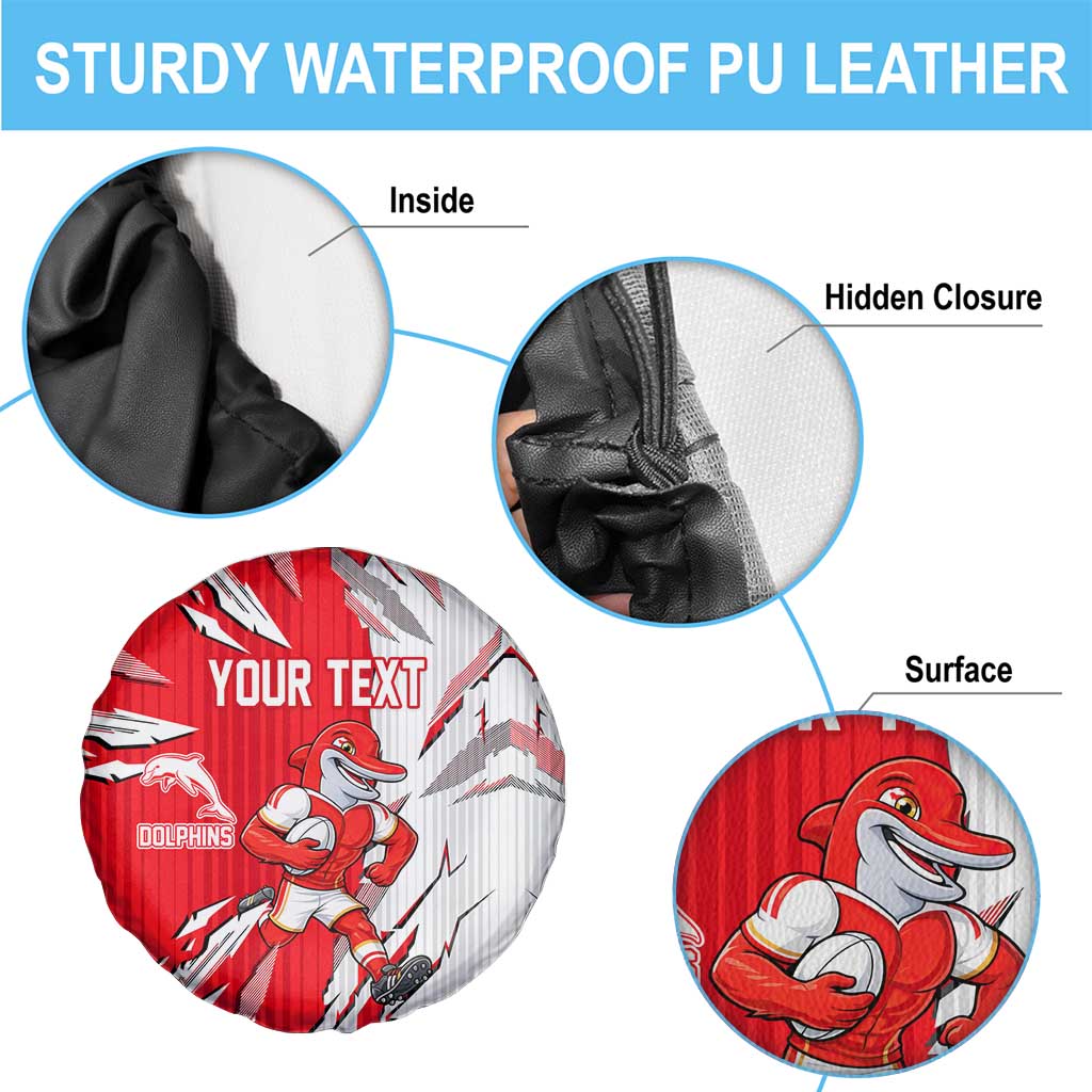 Personalized Dolphins Spare Tire Cover Dynamic Lightning Mascot Rugby Australia