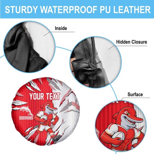 Personalized Dolphins Spare Tire Cover Dynamic Lightning Mascot Rugby Australia