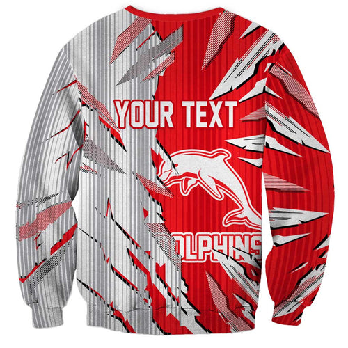 Personalized Dolphins Sweatshirt Dynamic Lightning Mascot Rugby Australia