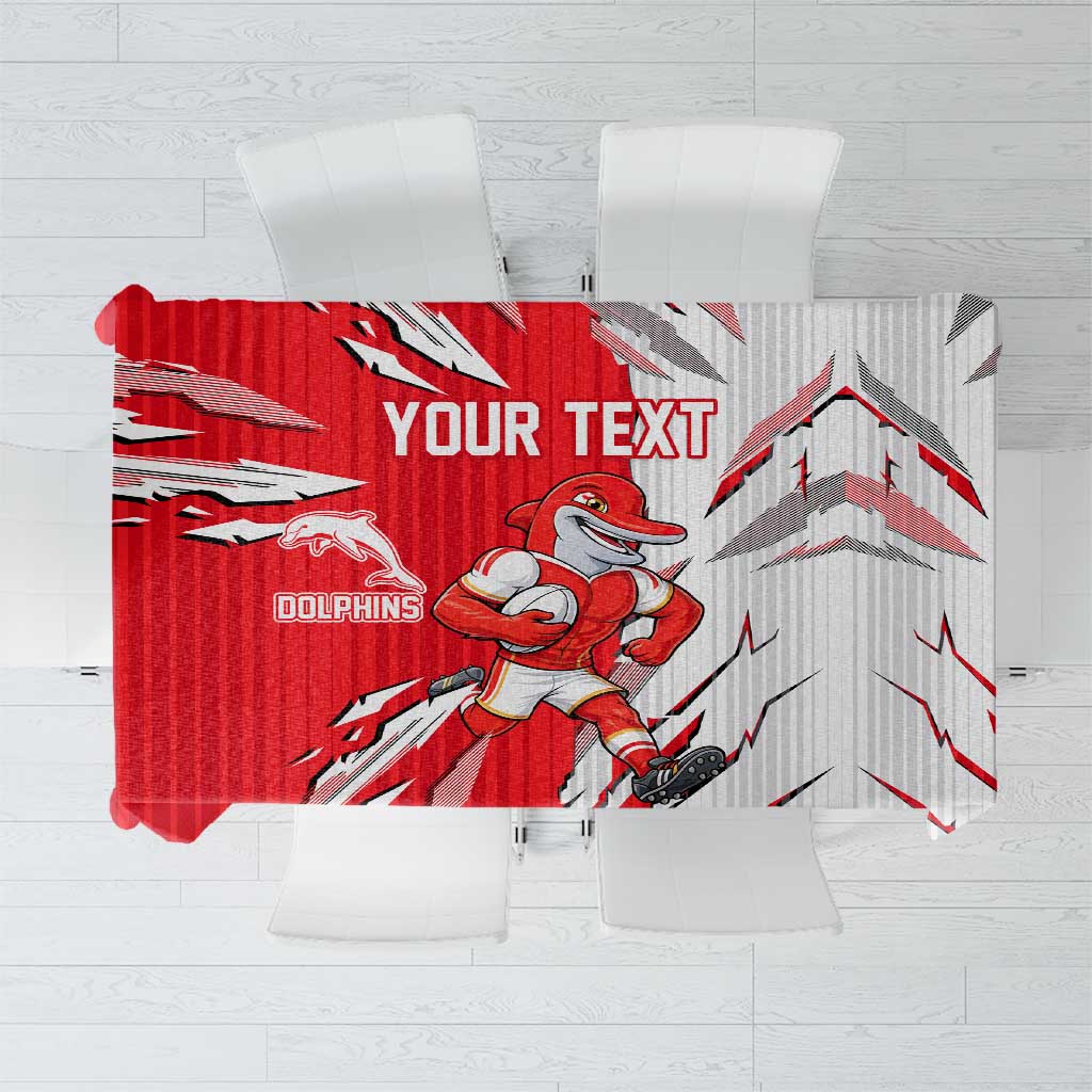 Personalized Dolphins Tablecloth Dynamic Lightning Mascot Rugby Australia