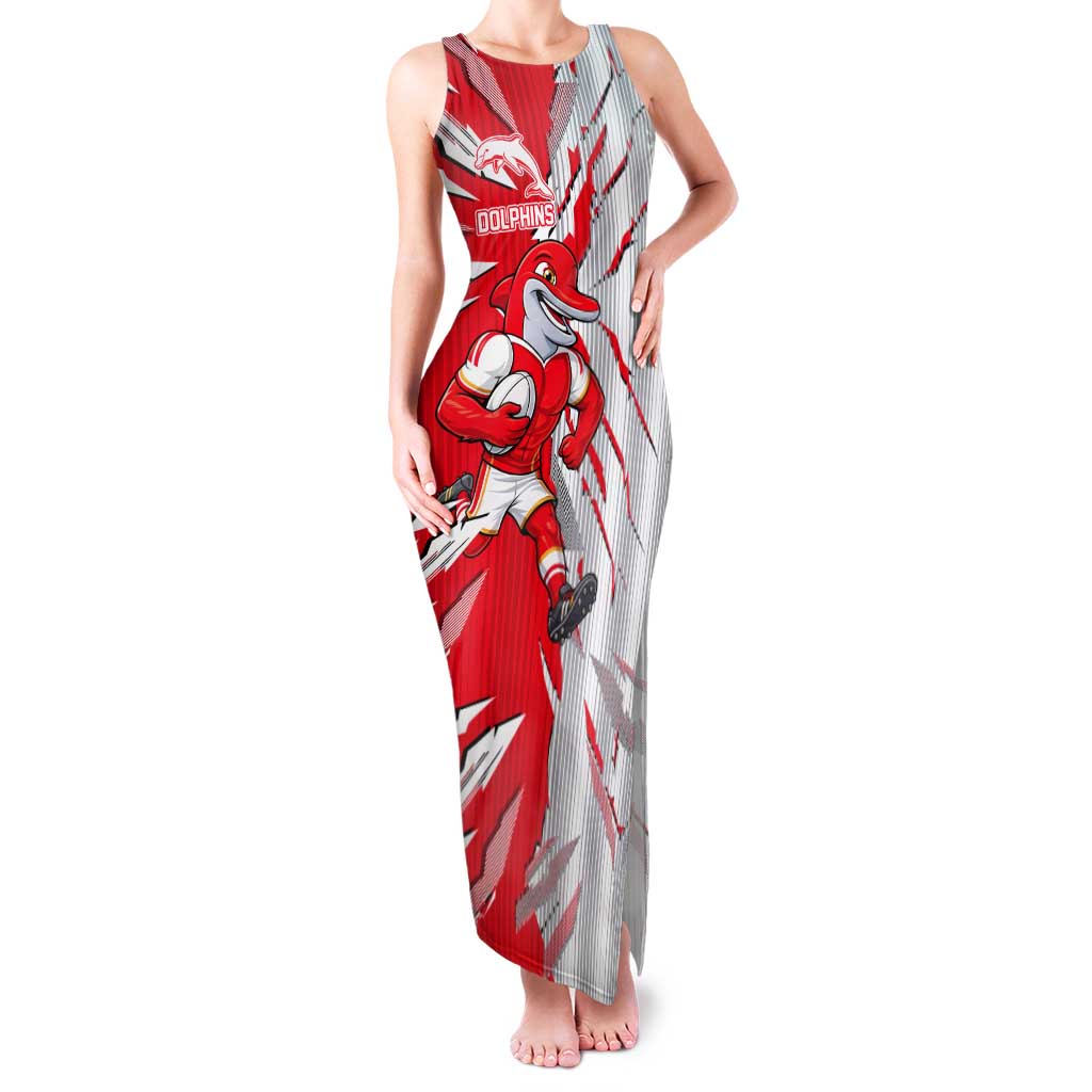 Personalized Dolphins Tank Maxi Dress Dynamic Lightning Mascot Rugby Australia
