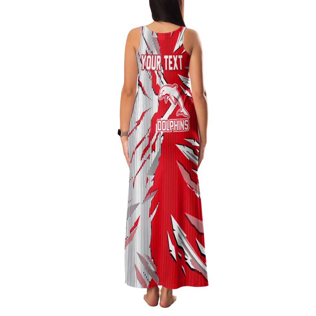 Personalized Dolphins Tank Maxi Dress Dynamic Lightning Mascot Rugby Australia