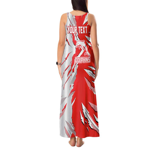 Personalized Dolphins Tank Maxi Dress Dynamic Lightning Mascot Rugby Australia