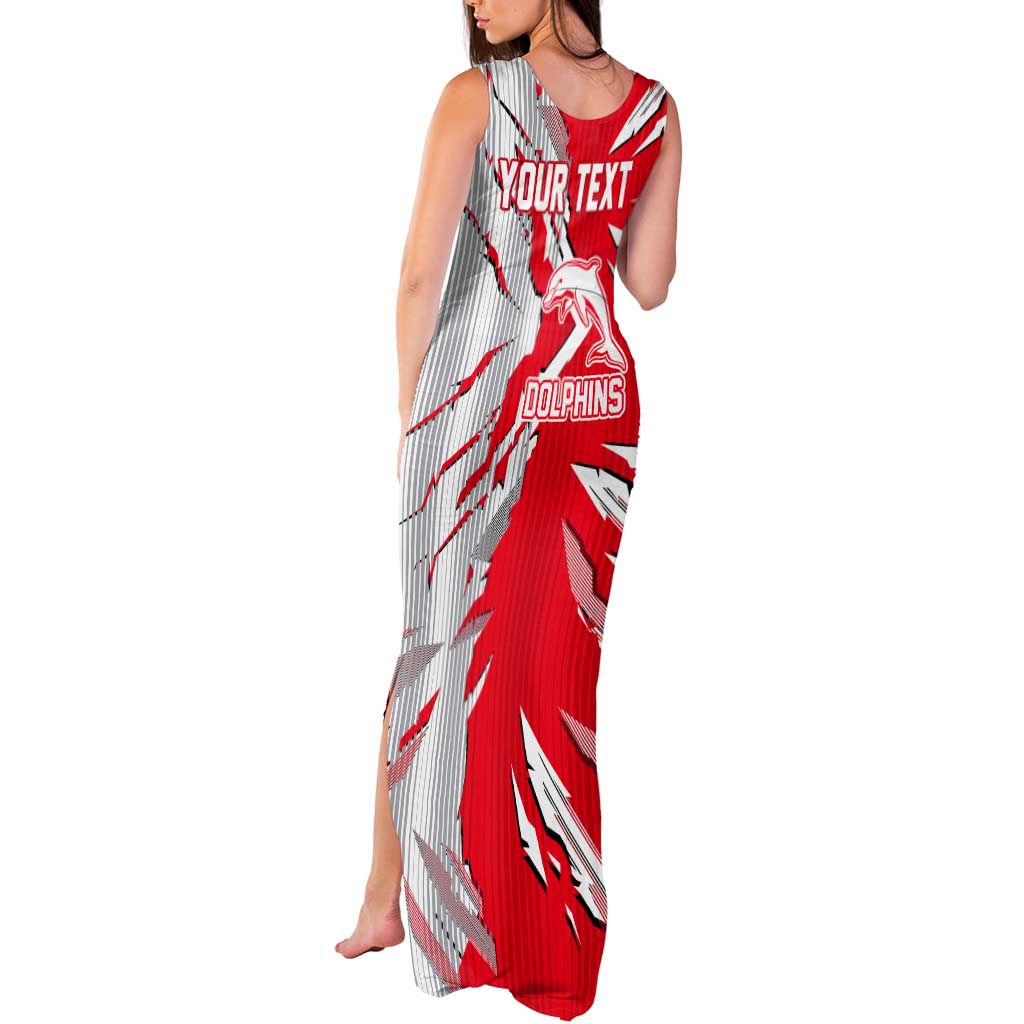 Personalized Dolphins Tank Maxi Dress Dynamic Lightning Mascot Rugby Australia