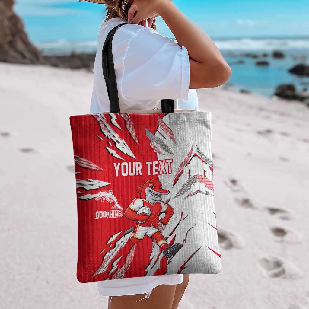 Personalized Dolphins Tote Bag Dynamic Lightning Mascot Rugby Australia