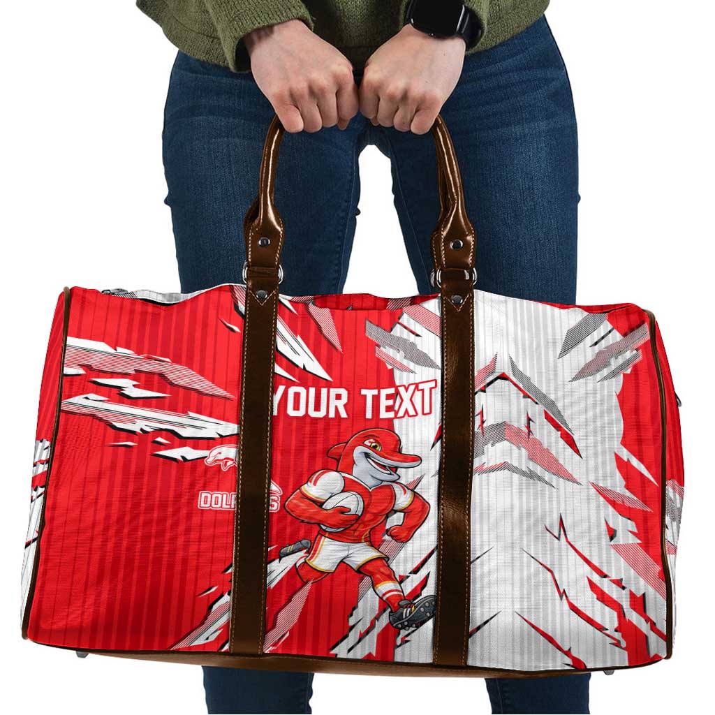 Personalized Dolphins Travel Bag Dynamic Lightning Mascot Rugby Australia