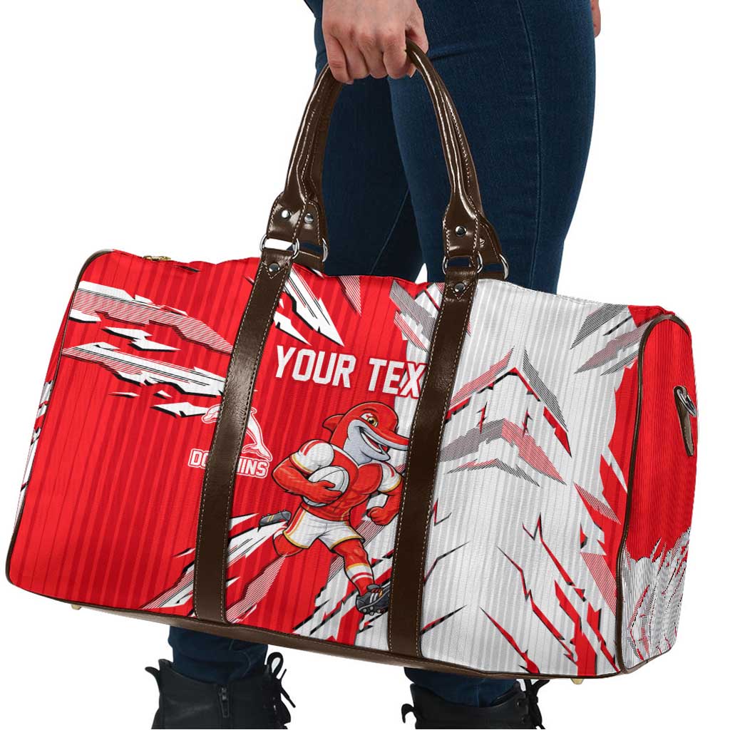 Personalized Dolphins Travel Bag Dynamic Lightning Mascot Rugby Australia