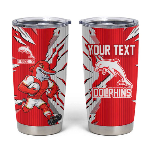 Personalized Dolphins Tumbler Cup Dynamic Lightning Mascot Rugby Australia
