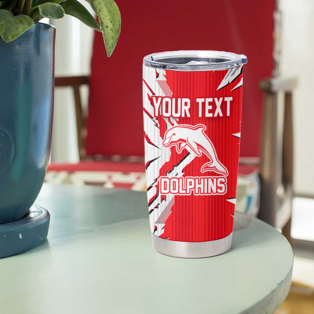 Personalized Dolphins Tumbler Cup Dynamic Lightning Mascot Rugby Australia