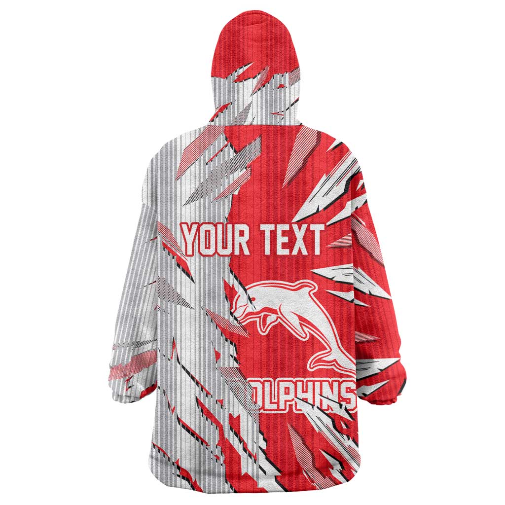 Personalized Dolphins Wearable Blanket Hoodie Dynamic Lightning Mascot Rugby Australia