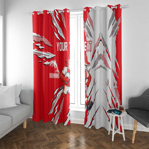 Personalized Dolphins Window Curtain Dynamic Lightning Mascot Rugby Australia