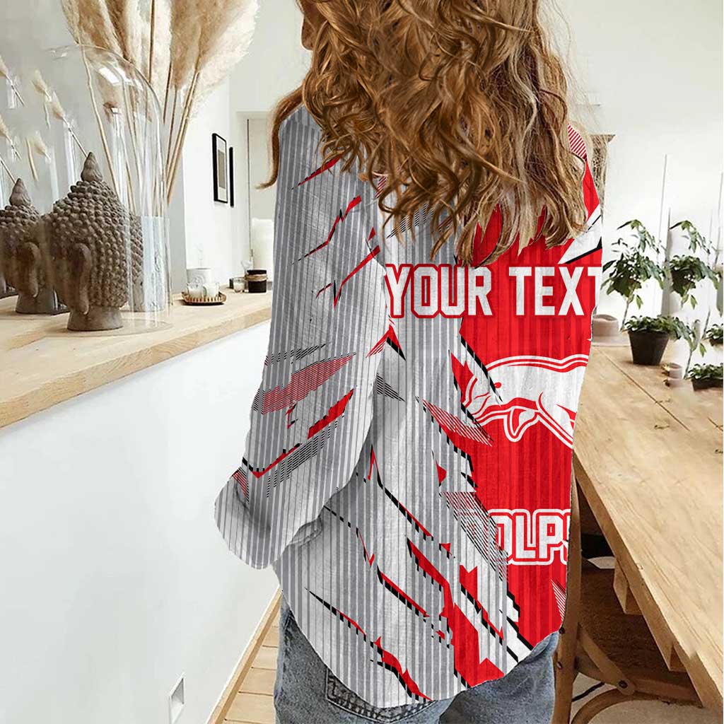 Personalized Dolphins Women Casual Shirt Dynamic Lightning Mascot Rugby Australia