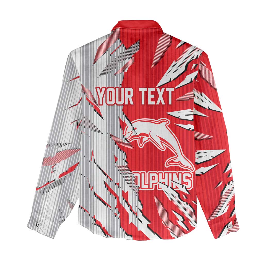 Personalized Dolphins Women Casual Shirt Dynamic Lightning Mascot Rugby Australia