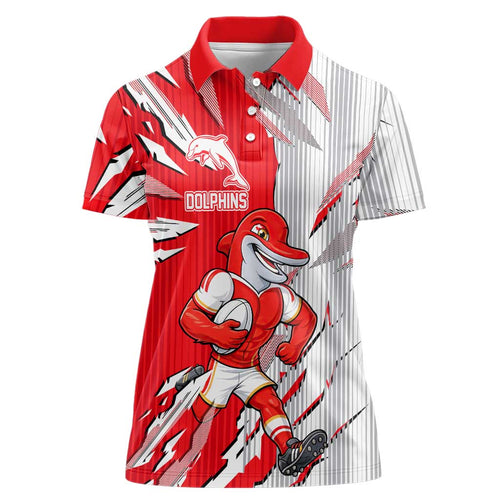 Personalized Dolphins Women Polo Shirt Dynamic Lightning Mascot Rugby Australia