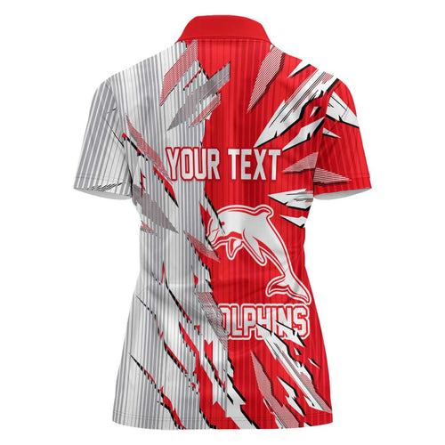 Personalized Dolphins Women Polo Shirt Dynamic Lightning Mascot Rugby Australia