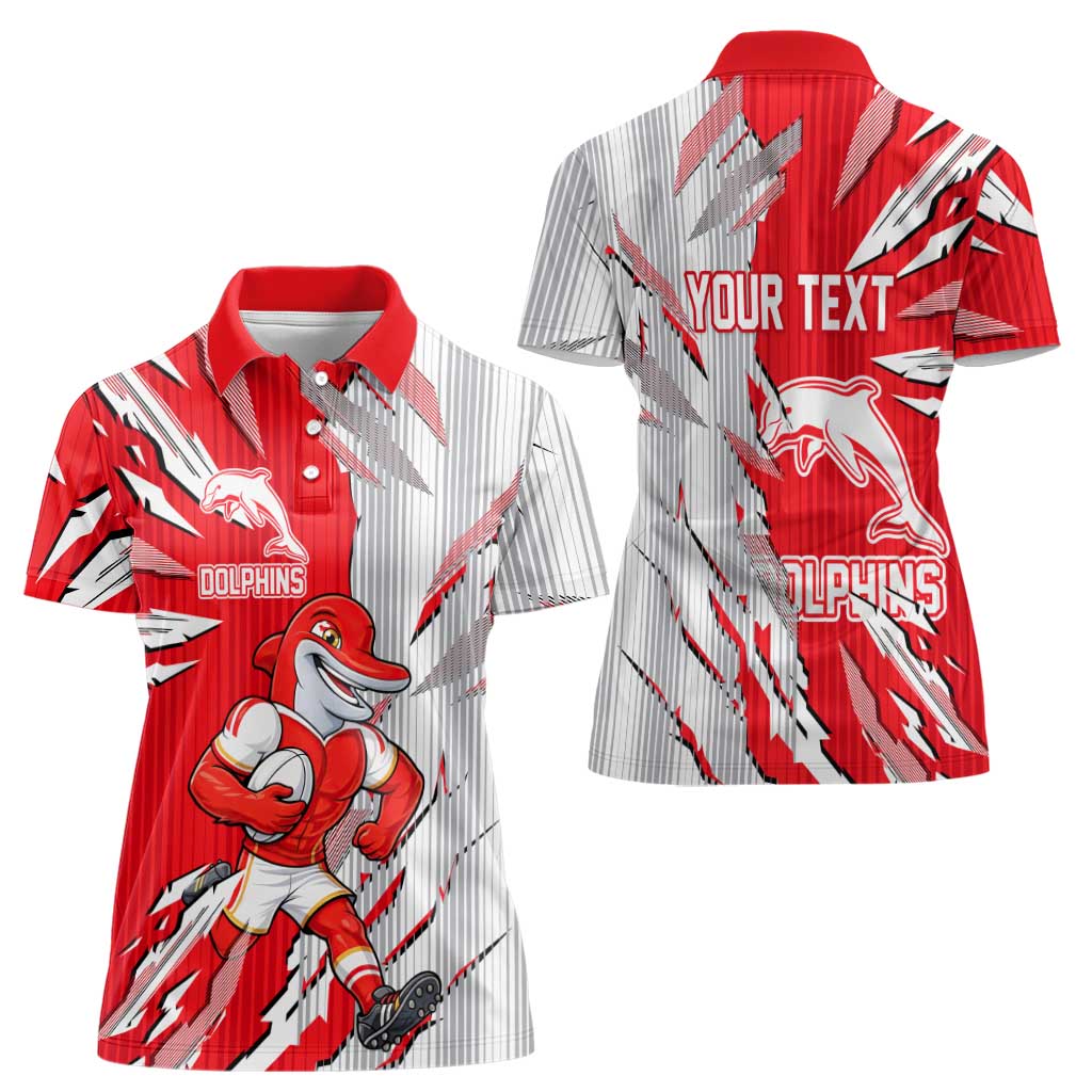 Personalized Dolphins Women Polo Shirt Dynamic Lightning Mascot Rugby Australia