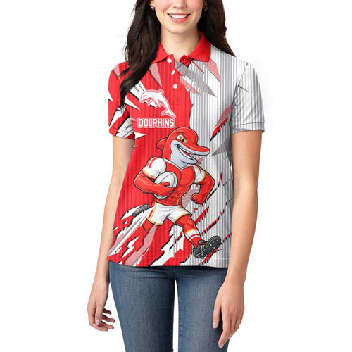Personalized Dolphins Women Polo Shirt Dynamic Lightning Mascot Rugby Australia