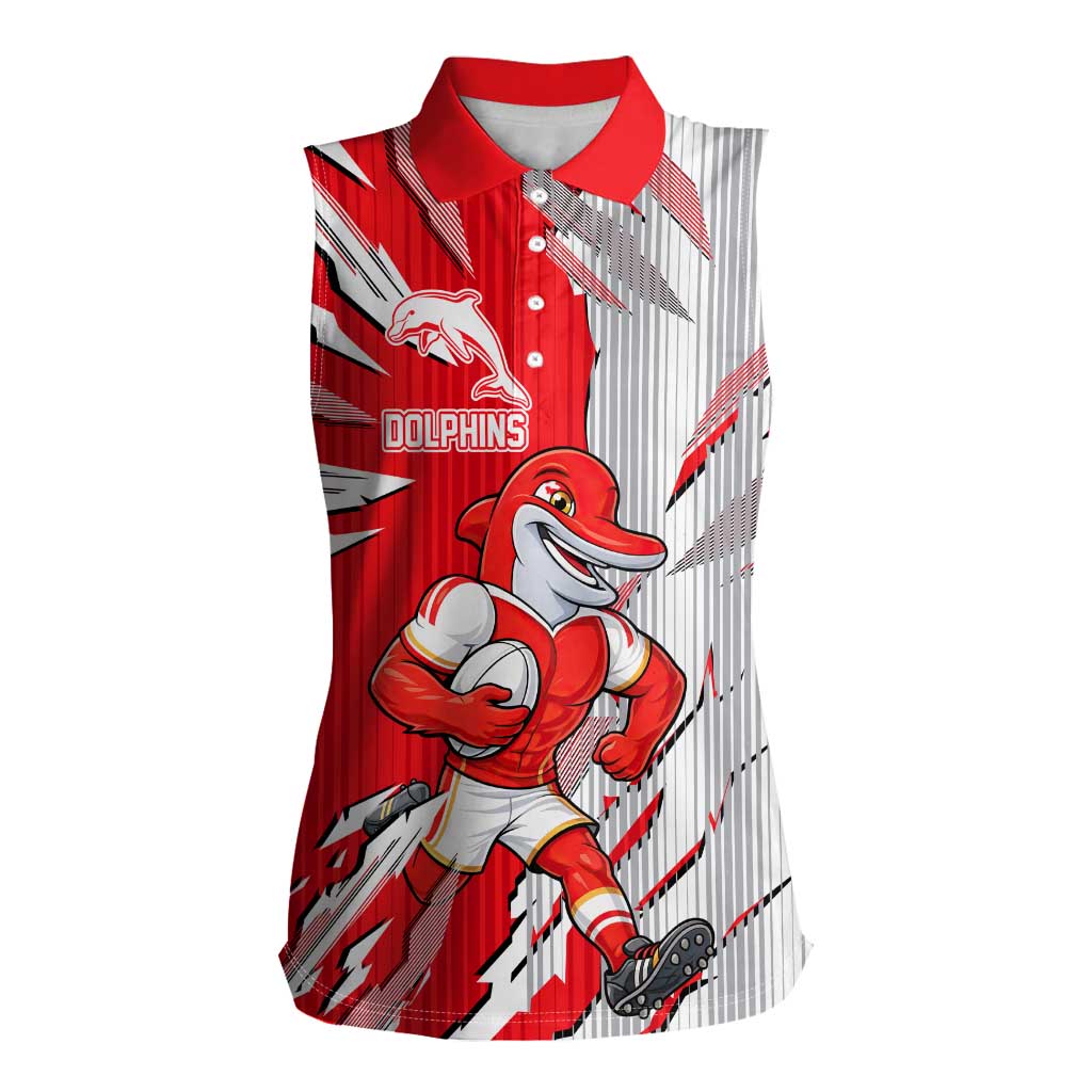 Personalized Dolphins Women Sleeveless Polo Shirt Dynamic Lightning Mascot Rugby Australia